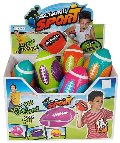 2455 Piłka z pianki do zabawy – rugby 16 cm antystresowa