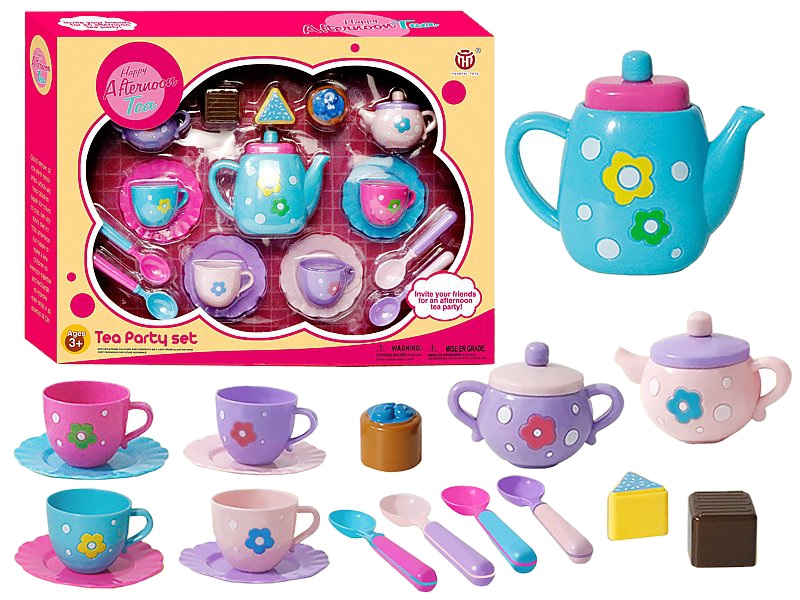 6461 Zestaw naczyń do herbaty dzbanek talerzyk fliżanki ciasteczka