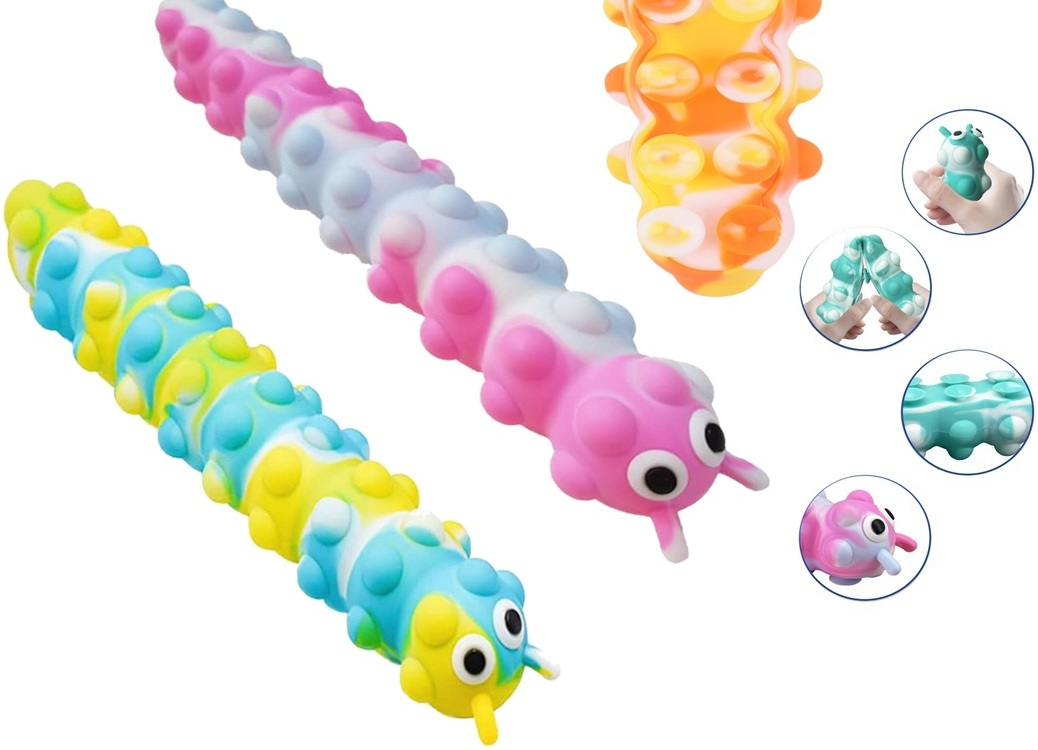 6757 Sensoryczna gąsienica antystresowa pop miękka zabawka sensoryczna 