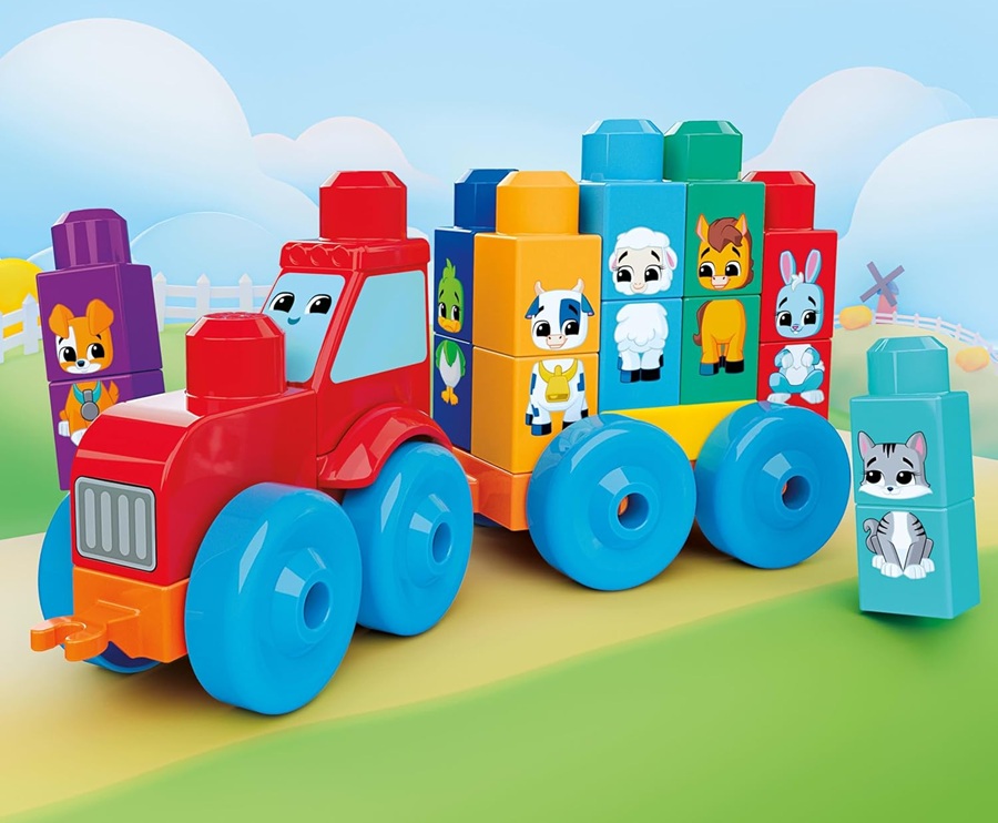 9043 Klocki Mega Bloks Traktor ze zwierzątkami Buduj i dopasowuj