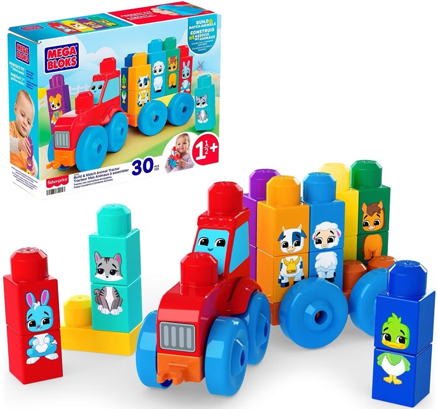 9043 Klocki Mega Bloks Traktor ze zwierzątkami Buduj i dopasowuj