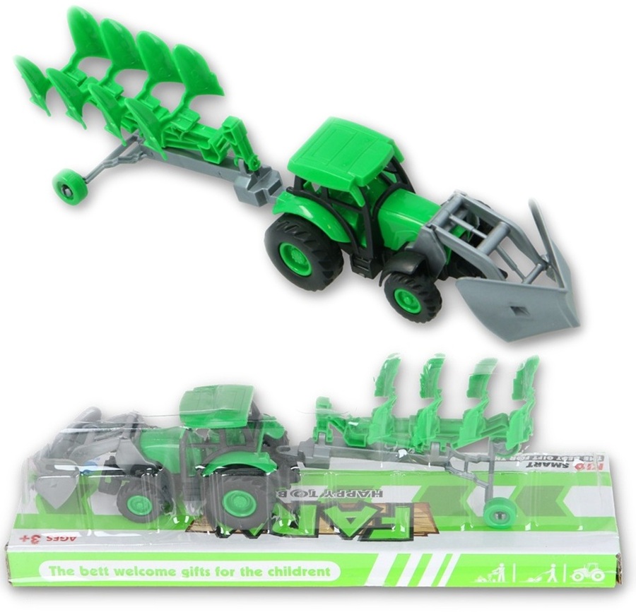 1091 Traktor z turem maszyna rolnicza – ciągnik z przyczepą różne wzory 