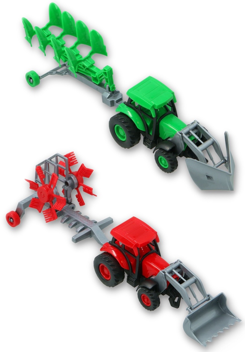 1091 Traktor z turem maszyna rolnicza – ciągnik z przyczepą różne wzory 