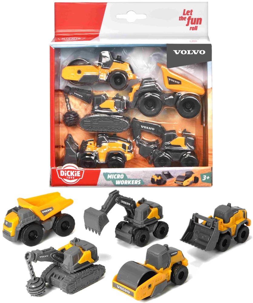 0991 Zestaw 5 pojazdów budowlanych VOLVO Dickie Toys Koparka Walec Wywrotka