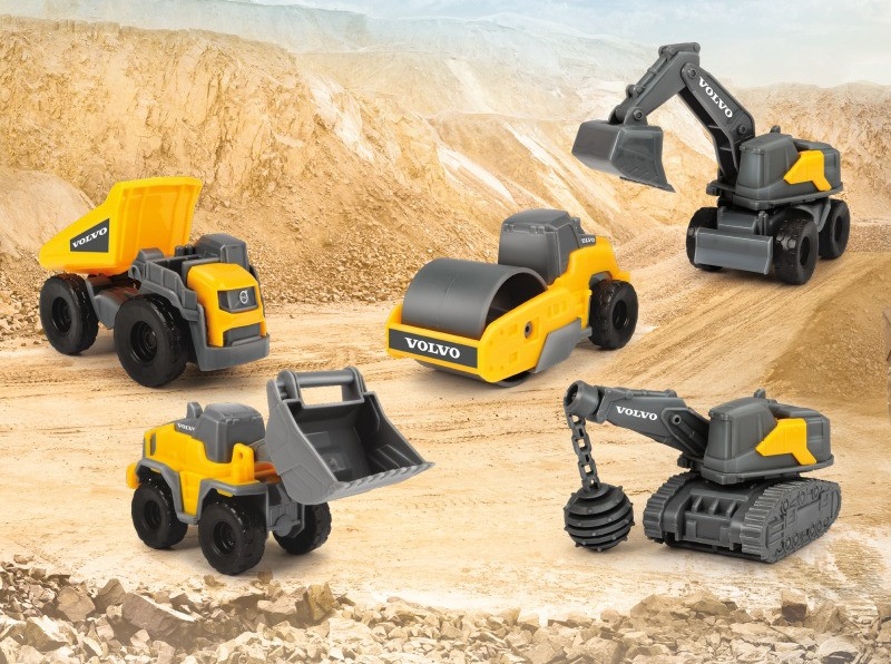 0991 Zestaw 5 pojazdów budowlanych VOLVO Dickie Toys Koparka Walec Wywrotka