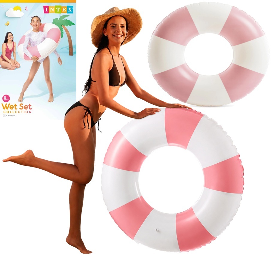 59271 Koło Dmuchane do Pływania INTEX 91cm Basen Plaża Pastelowe kolory