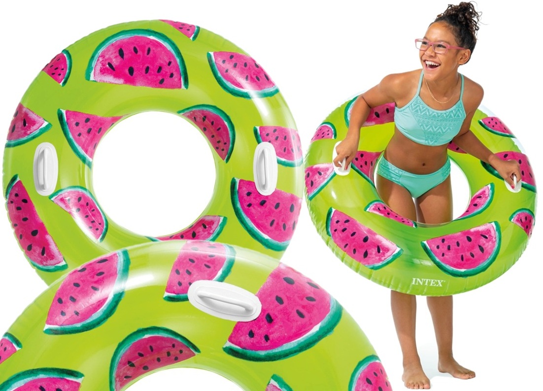 56261 Koło do pływania z uchwytami 107cm Owoce dmuchane do basenu plaży