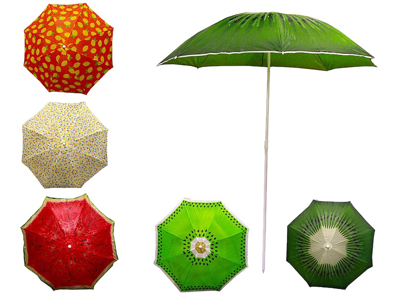0297 Parasol Plażowy Ogrodowy Składany 180 cm Lekki Regulowany Motyw Owoców