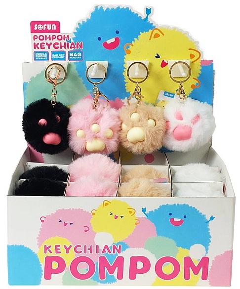 6072 Brelok Pompon Łapka Kota Futrzany Breloczek Do Kluczy Torebki Mix