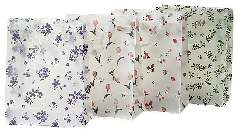 9011  Torba torebka prezentowa urodzinowa przeźroczysta 33 x 25 x 12 cm