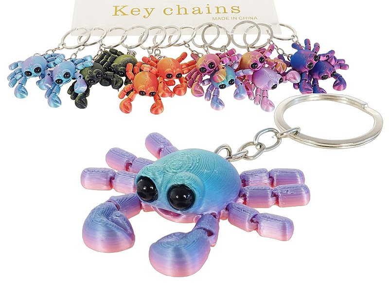 4107 Brelok Krab 3D ruchomy antystresowy do kluczy plecaka figurka 