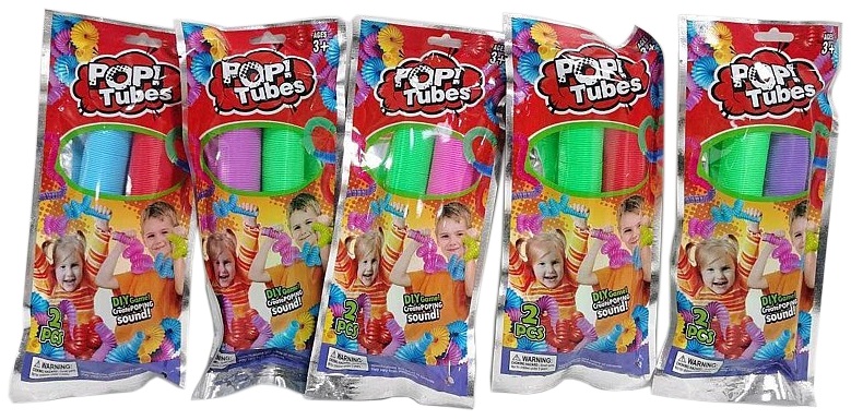3582 Rurki Sensoryczne Pop Tube 2szt Kolorowe Elastyczne Rozciągane Antystresowe