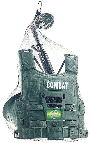 1444 Zestaw Militarny dla Dzieci Karabin Hełm Kamizelka Taktyczna Żołnierz 