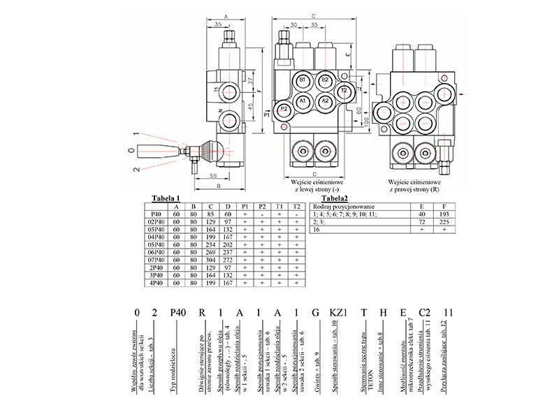 Rozdzielacz hydrauliczny P40 2-sekcyjny