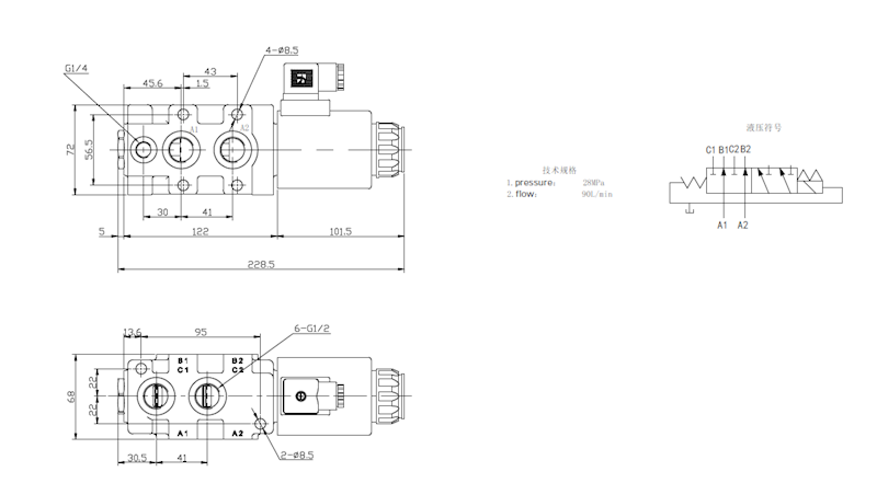 Elektrozawór hydrauliczny 6/2 SVV 1/2" 12V
