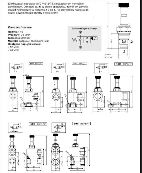 Elektrozawór SVCP 1/2'' podw. NZ 12V 1-str. szczel