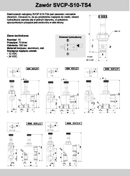 Elektrozawór SVCP 1/2" podw. NO 12V 1-str. szczel.