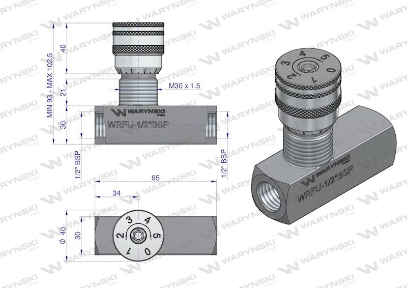 Zawór dławiąco-zwrotny 1/2" do hydrauliki siłowej