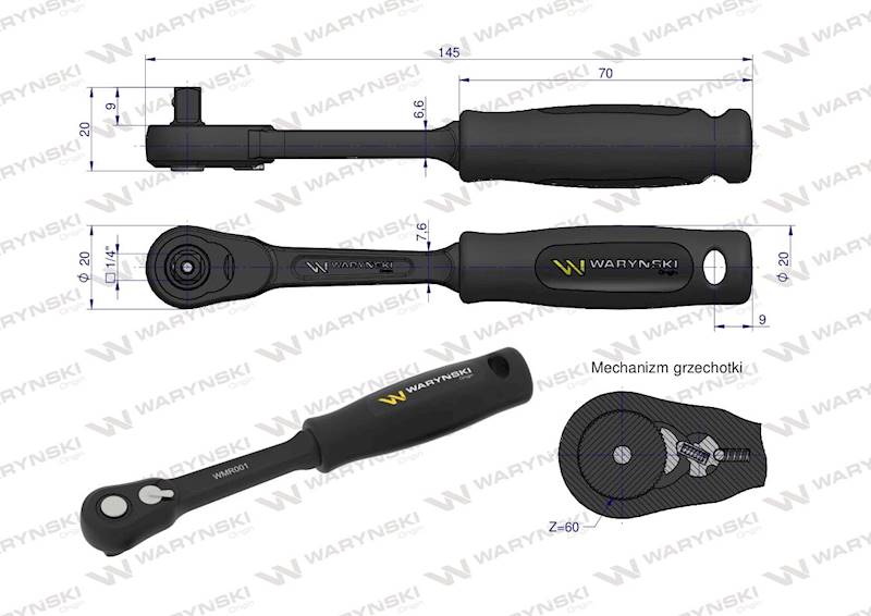 Grzechotka 1/4" 60T o zwiększonej odporności