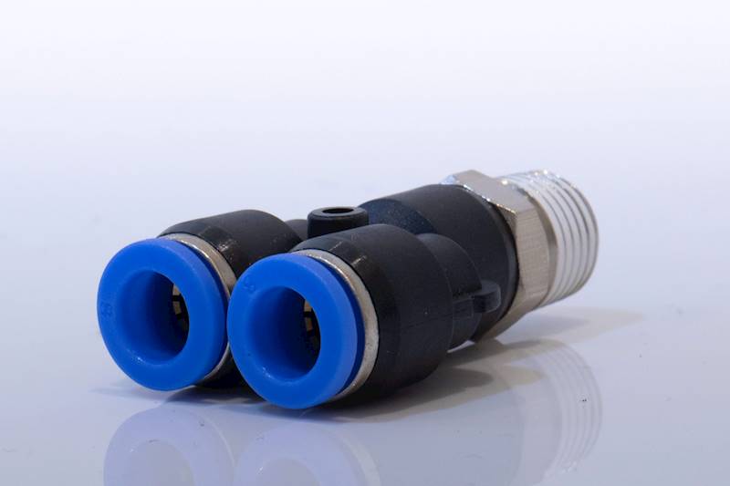 Trójnik wtykowy Y z gwintem 1/4" pod wąż 6mm