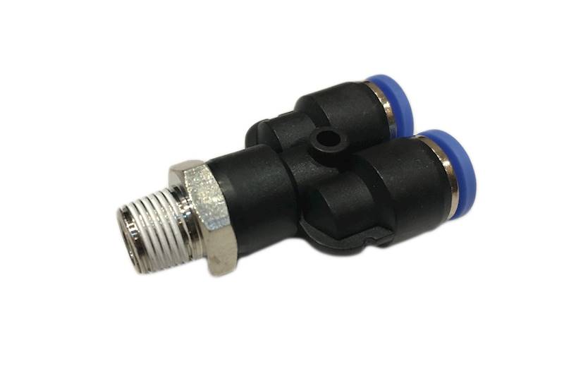 Trójnik wtykowy Y z gwintem 1/4" pod wąż 4mm