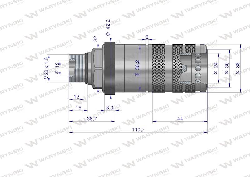 Gniazdo zrywalne M22x1,5 Push-pull WIA3CV 