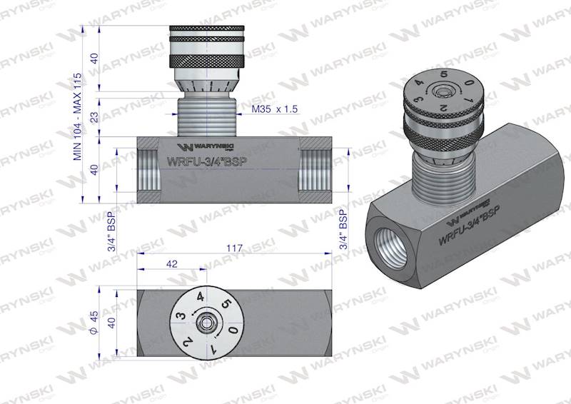 Zawór dławiąco-zwrotny 3/4" do hydrauliki siłowej