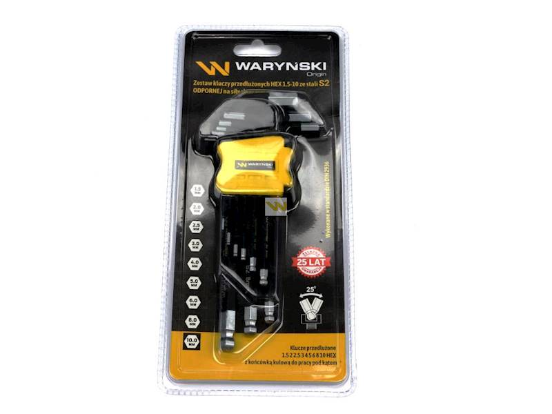 Zestaw kluczy przedł. HEX 1.5-10 mm ze stali S2