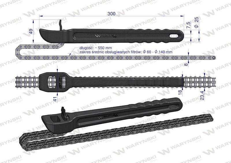 Klucz łańcuchowy do filtrów -140mm