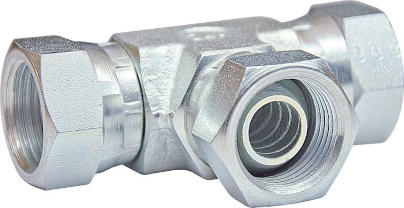 1/4" BSP Trójnik z trzema nakrętkami