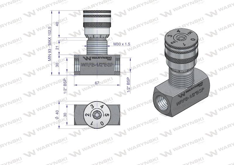 Zawór dławiący 1/2" WRFB 90 Waryński