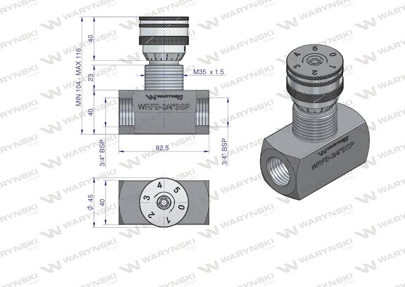 Zawór dławiący 3/4" VRFB90 04 do hydrauliki 