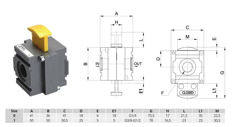 Zawór 3/2 G1/2" odcinający z blokadą UNIVER