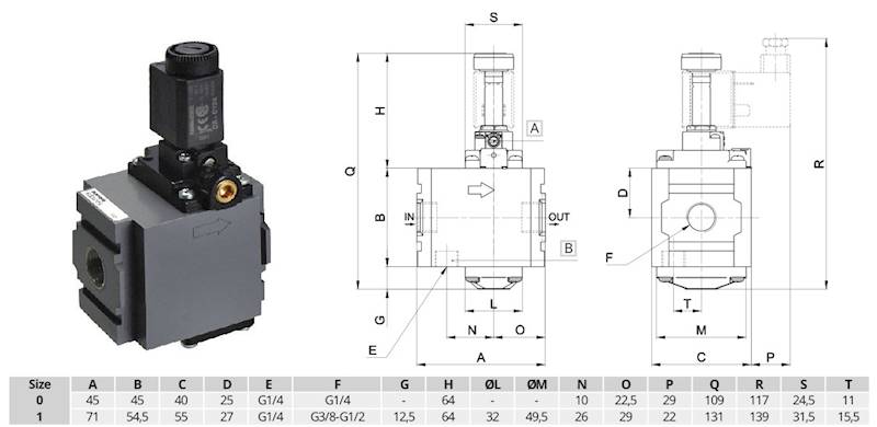 Elektrozawór 3/2 G1/2" normalnie zamknięty