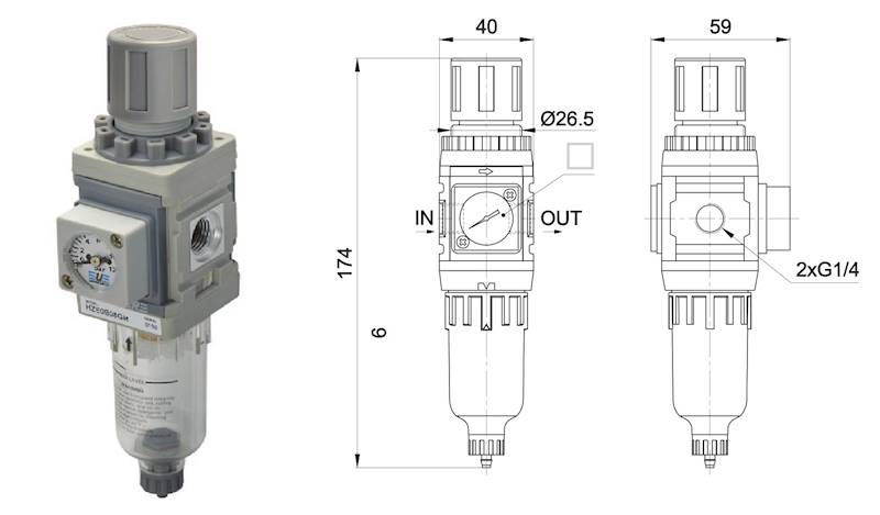 Filtroreduktor G1/4" 600 l/min