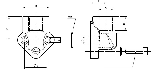Adapter 3/8"-30mm M6 kątowy do pompy hydraulicznej
