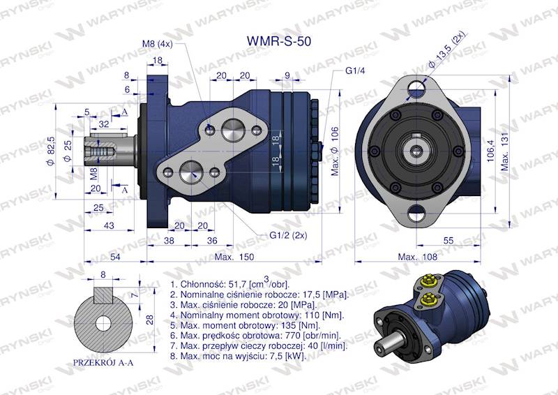 Silnik hydrauliczny WMR-S 50 WARYŃSKI