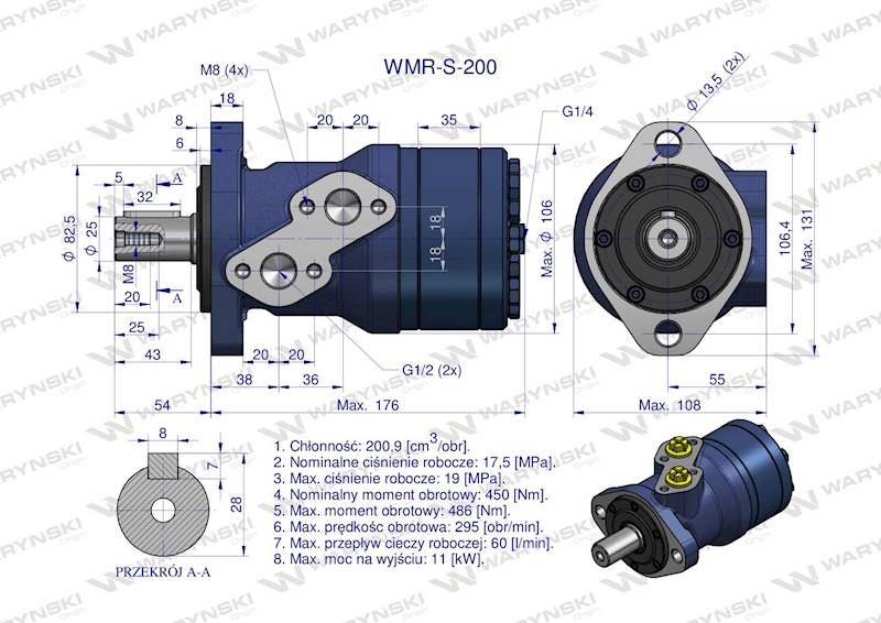 Silnik hydrauliczny WMR-S 200 WARYŃSKI
