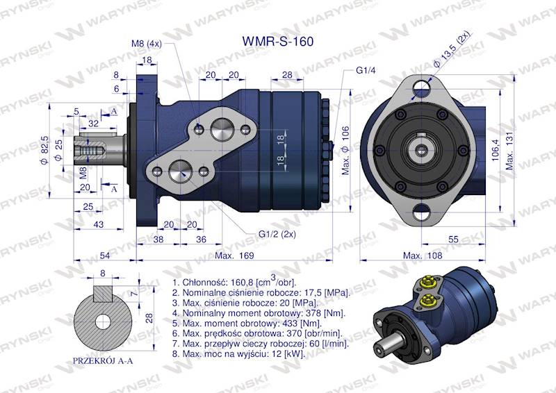 Silnik hydrauliczny WMR-S 160 WARYŃSKI