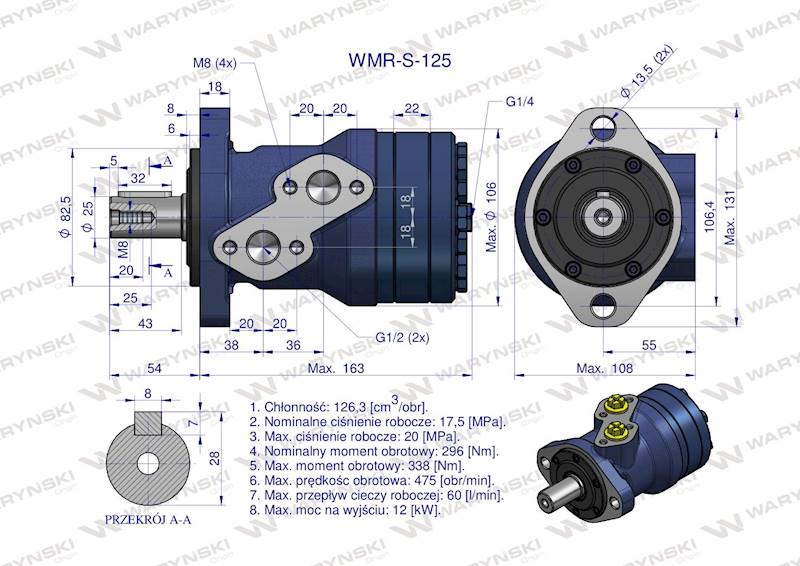 Silnik hydrauliczny WMR-S 125 WARYŃSKI