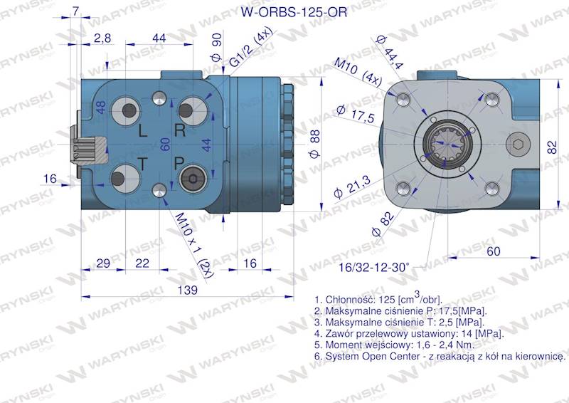 Orbitrol W-ORBS 125 cm3/obr z zaworami OC LR