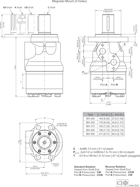 Silnik hydrauliczny MH 400 CB wałek Fi-35mm