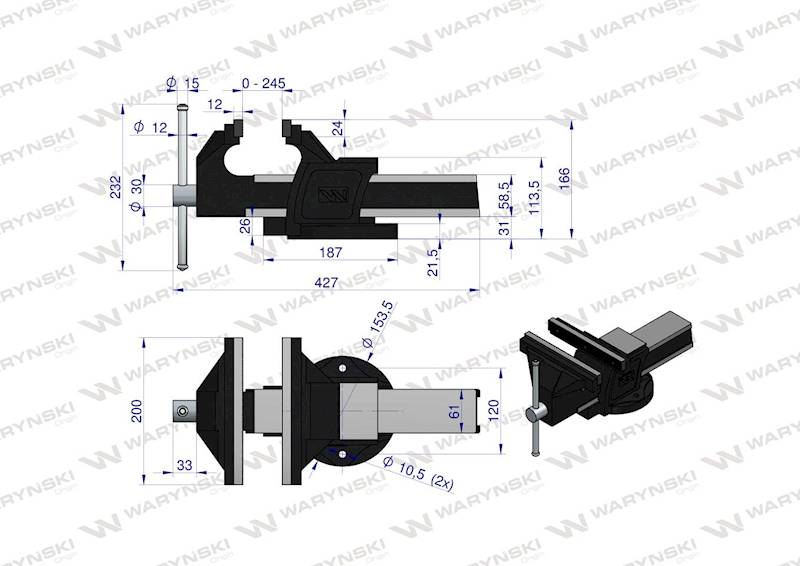 Imadło ślusarskie ciężkie z żeliwa sferoid. 250 mm