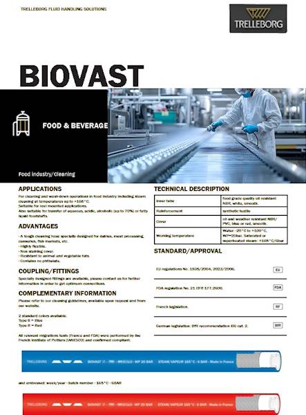 Wąż spoż. DN25x37 20 bar Trelleborg Biovast