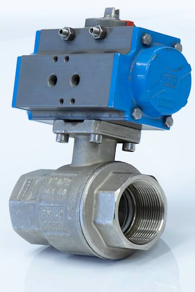 Zawór kulowy z sił. pneum. 1/2" INOX PN63 jednostr