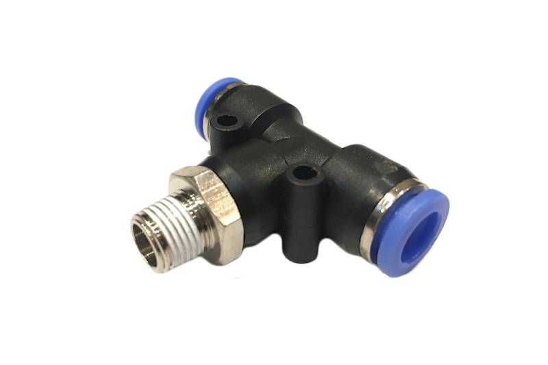 Trójnik wtykowy T z gwintem 1/4" pod wąż 4mm oring