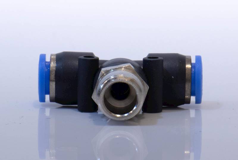 Trójnik wtykowy T z gwintem 1/2" pod wąż 10 oring