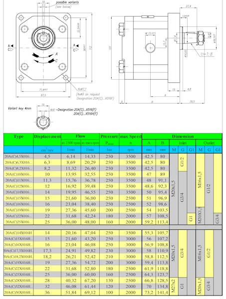 Pompa hydrauliczna 20C4,5X016GF