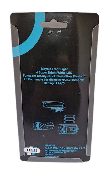 Lampka przód VERSO 4-LED gumki czarna
