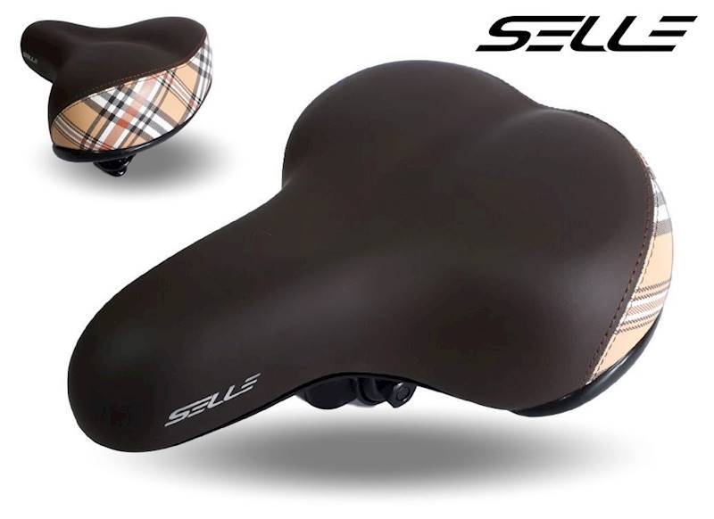 Siodło SELLE City ciemny brąz + tył kratka 250x210